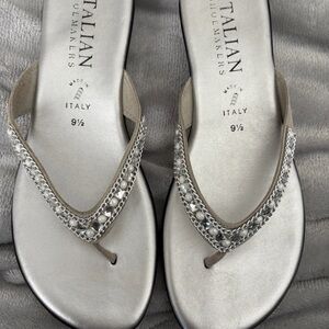 Italian Shoemakers Silver Embellished Sandals